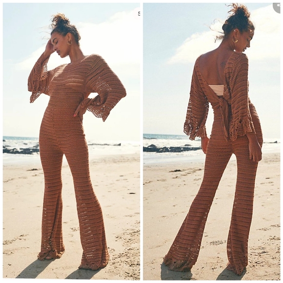 Free people Desert Roads Crochet Jumpsuit size S - Picture 1 of 8